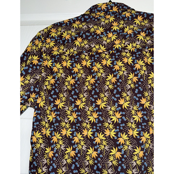 Toad & Co Fletch Short Sleeve Shirt Med Raisin Palm Print Tropical Button Up - Picture 10 of 11